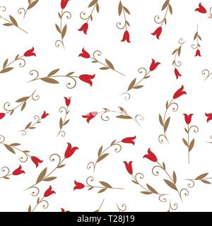 Nahtlose Muster der stilisierten Lilien oder Tulpen auf weißem Hintergrund Stock Vektor