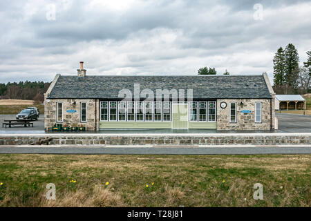 Alte renovierte Station jetzt Gift shop atGrantown East Highland Erbe und kulturelle Zentrum in Grantown on Spey Highland Schottland Großbritannien Stockfoto