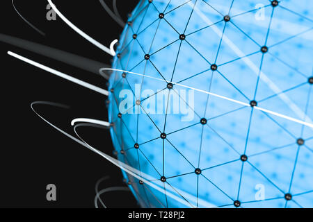 3D-Rendering, Global Lines und Dreieck Formen, technologische digitalen Hintergrund Stockfoto