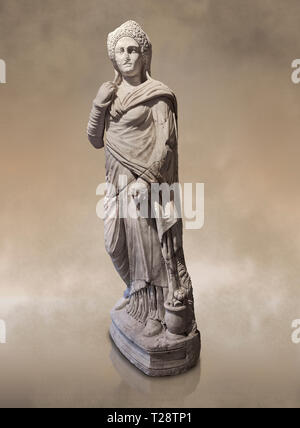 Römische Statue von Demiougous, 2. Jahrhundert n. Chr. von Hierapolis. Hierapolis Archäologie Museum, Türkei. Gegen eine Art Hintergrund Stockfoto