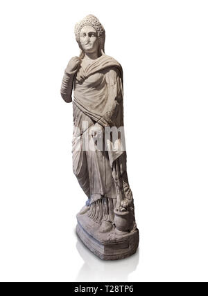 Römische Statue von Demiougous, 2. Jahrhundert n. Chr. von Hierapolis. Hierapolis Archäologie Museum, Türkei. Gegen einen weißen Hintergrund Stockfoto
