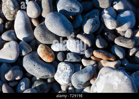 Steine in der Strand Le Cayeux-sur-Mer, Somme, Hauts-de-France, Frankreich Stockfoto