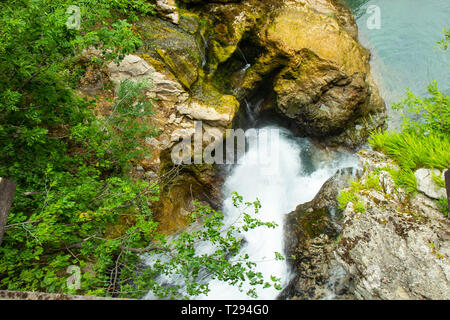 Die Schlucht Vintgar oder Bled Schlucht ist ein Spaziergang entlang der Schlucht im Nordwesten von Slowenien. Stockfoto