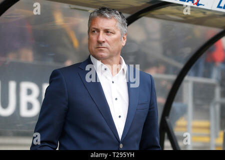 BREDA, 31-03-2019 Fußball, niederländischen Eredivisie Saison 2018 - 2019, Rat Verlegh Stadium, NAC Trainer Ruud Brut während des Spiels NAC Breda - VVV Venlo. Stockfoto