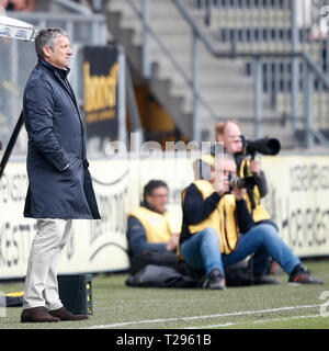 BREDA, 31-03-2019 Fußball, niederländischen Eredivisie Saison 2018 - 2019, Rat Verlegh Stadium, NAC Trainer Ruud Brut während des Spiels NAC Breda - VVV Venlo. Stockfoto