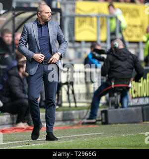 BREDA, 31-03-2019 Fußball, niederländischen Eredivisie Saison 2018 - 2019, Rat Verlegh Stadium, VVV Trainer Maurice Steijn während des Spiels NAC Breda - VVV Venlo. Stockfoto