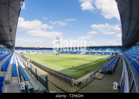 ZWOLLE, Mac 3 Park Stadium, 31-03-2019, Saison 2018 / 2019, der niederländischen Eredivisie. Stadion Übersicht während des Spiels PEC Zwolle - Emmen Stockfoto