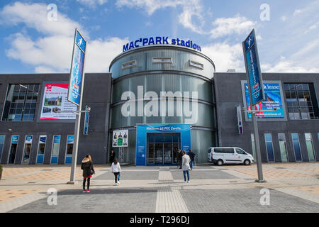 ZWOLLE, Mac 3 Park Stadium, 31-03-2019, Saison 2018 / 2019, der niederländischen Eredivisie. Stadion Übersicht während des Spiels PEC Zwolle - Emmen Stockfoto