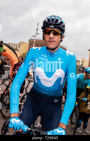 Barcelona, Katalonien, Spanien. 31 Mär, 2019. Volta a Catalunya radfahren zu Beginn der Stufe 7 in Barcelona; Marc Soler von Movistar Team Credit: Aktion plus Sport/Alamy leben Nachrichten Stockfoto