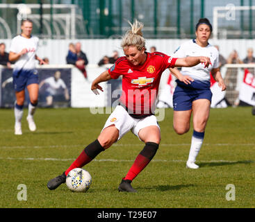 Cheshunt, Großbritannien. 31 Mär, 2019. Mollie Grün von Manchester United Frauen während der FA Frauen Championship Match zwischen Tottenham Hotspur Damen und Manchester United Frauen im Stadion, Cheshunt FC, Cheshunt, Großbritannien am 31. Mär 2019. Credit: Aktion Foto Sport/Alamy leben Nachrichten Stockfoto