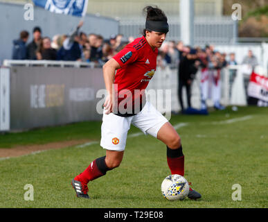 Cheshunt, Großbritannien. 31 Mär, 2019. Jess Sigsworth von Manchester United Frauen während der FA Frauen Championship Match zwischen Tottenham Hotspur Damen und Manchester United Frauen im Stadion, Cheshunt FC, Cheshunt, Großbritannien am 31. Mär 2019. Credit: Aktion Foto Sport/Alamy leben Nachrichten Stockfoto