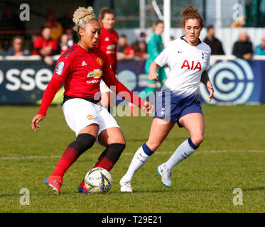 Cheshunt, Großbritannien. 31 Mär, 2019. Lauren James von Manchester United Frauen während der FA Frauen Championship Match zwischen Tottenham Hotspur Damen und Manchester United Frauen im Stadion, Cheshunt FC, Cheshunt, Großbritannien am 31. Mär 2019. Credit: Aktion Foto Sport/Alamy leben Nachrichten Stockfoto