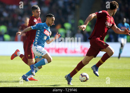 Rom, Italien. 31 Mär, 2019. 31/03/2019 Stadio Olimpico, Rom, Italien. SERIE A: in Aktion während der italienischen Serie A Match zwischen A.S. ROMA V NAPOLI SCORE 1-4 im Stadio Olimpico in Rom. Credit: Unabhängige Fotoagentur/Alamy leben Nachrichten Stockfoto