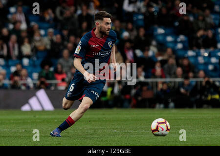 SD Huesca Moises Gomez während La Liga Match zwischen Real Madrid und SD Huesca in Santiago Bernabeu in Madrid, Spanien. Endergebnis: Real Madrid 3-SD Huesca 2. Stockfoto