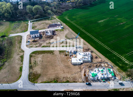 Luftaufnahme von Straße Straßen - neue Entwicklung Bereich für Immobilien hme Bau Deutschland Stockfoto