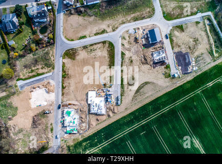 Luftaufnahme von Straße Straßen - neue Entwicklung Bereich für Immobilien hme Bau Deutschland Stockfoto