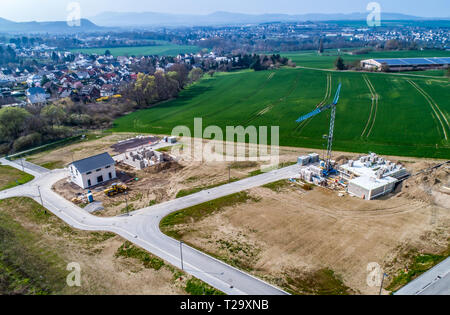 Luftaufnahme von Straße Straßen - neue Entwicklung Bereich für Immobilien hme Bau Deutschland Stockfoto