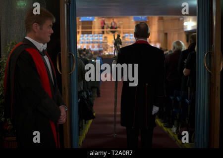 Der Beginn der Zeremonie an der Jüngeren Hall an der Universität von St. Andrews, am Tag der Promotion, 30. November 2016. Stockfoto