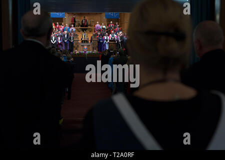 Der Beginn der Zeremonie an der Jüngeren Hall an der Universität von St. Andrews, am Tag der Promotion, 30. November 2016. Stockfoto