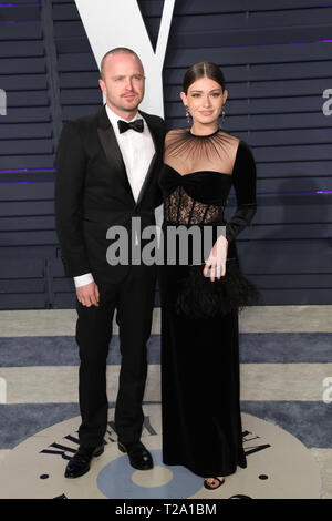 Vanity Fair Oscar Party im Wallis Annenberg Center für Darstellende Künste am 24. Februar 2019 in Beverly Hills, Kalifornien mit: Aaron Paul, Lauren Parsekian Wo: Los Angeles, Kalifornien, Vereinigte Staaten, wenn: 24 Feb 2019 Credit: Sheri Determan/WENN.com Stockfoto