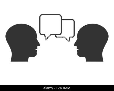 Vector Illustration, flache Bauform. Kopf sprechen sprechen Symbol Stock Vektor