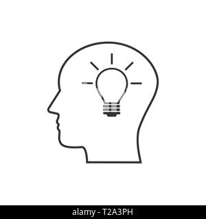 Vector Illustration, flache Bauform. Kopf Idee Symbol Stock Vektor