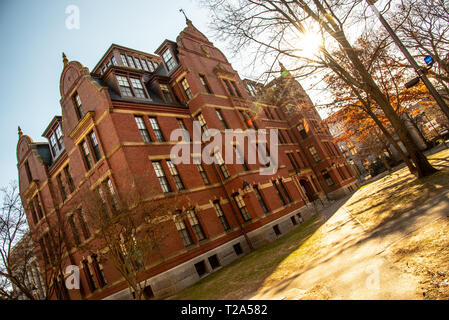 Boston, MS, USA, Dezember 9 2018 - Harvard Universität wurde im Jahre 1636 finanziert und benannt nach seinem ersten Wohltäter John Harvard Stockfoto