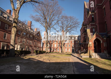 Boston, MS, USA, Dezember 9 2018 - Harvard Universität wurde im Jahre 1636 finanziert und benannt nach seinem ersten Wohltäter John Harvard Stockfoto