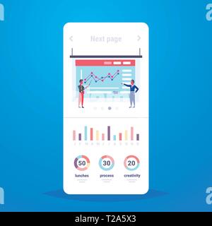 Paar Geschäftsleute finanzielle bar Wachstum Bericht Statistik Grafik Präsentation Bildung Konzept Infografik Data Copy space Stock Vektor