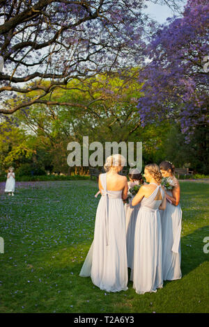 Brautjungfern bei der Hochzeit in St. Andrew's School für Mädchen Stockfoto