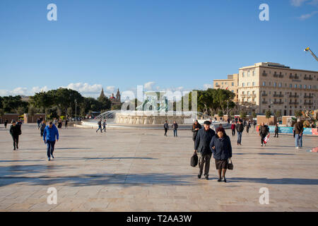 Triton-Brunnen, Valletta, Malta Stockfoto