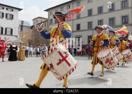 Florenz, Italien - 10. August 2018: Historische Parade während des Festes von San Lorenzo. Stockfoto