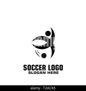 Fussball logo, Vektor Menschen schießen auf Ziel. Stock Vektor