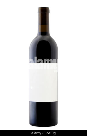 Bordeaux Wein Flasche mit leeres Etikett Stockfoto
