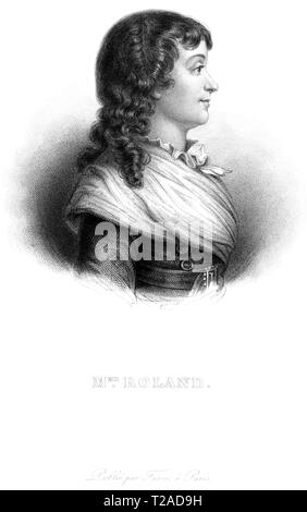 Europa, Frankreich, Paris, Madame Roland, Ehefrau von Jean Marie Roland de la Platière, Kupferstich, wahrscheinlich 1810er Jahre - 1830 er Jahre, ihr Stockfoto