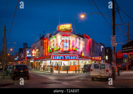 Geno's Käsesteak Restaurant, Philadelphia, Pennsylvania, USA Stockfoto