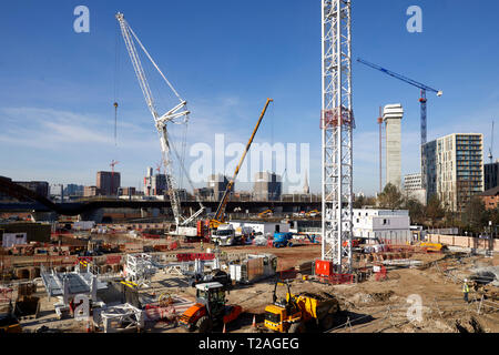 Grundlage der St John's 1 Mrd. £ Entwicklung 6 Hektar Grundstück Central Manchester der Fabrik Manchester erstklassigen neuen kulturellen Raum arbeiten beginnt Stockfoto