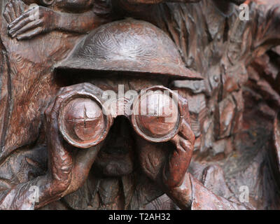 Detail der Schlacht von Großbritannien Denkmal am Victoria Embankment, London, gewidmet dem Bordpersonal, die ihr Leben gaben, frühzeitig im zweiten Weltkrieg. Stockfoto