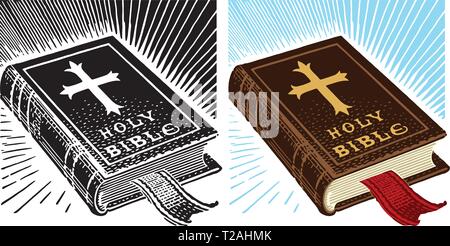 Ein Beispiel für eine Leder-gebundenen christlichen Bibel Stock Vektor
