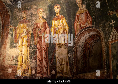 Romanische Kunst in das nationale Kunstmuseum von Katalonien, Barcrelona, seitliche Apsis Sant Quirze de Pedret (Ende 11. Jahrhundert Anfang des 12. Jahrhunderts). Stockfoto