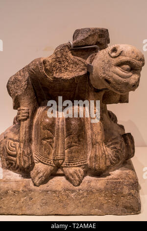 Romanische Kunst in das nationale Kunstmuseum von Katalonien, Barcrelona, Grundlagen der Ripoll Baldachin (XII Jahrhundert AC). Santa Maria in Ripoll Kloster. Stockfoto