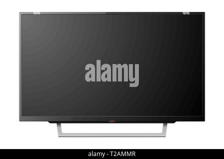 Vector 3d Realistische Schwarz leer TV Screenon stehen. Moderne LCD-LED-Panel Set Closeup isoliert auf weißem Hintergrund. Design Vorlage der großen Computer Stock Vektor