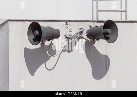 Lautsprecher für externe Rundfunk. outdoor speekers Stockfoto