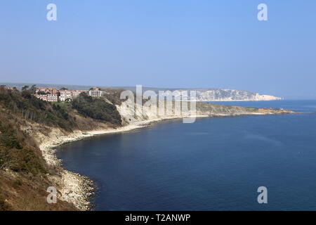 Blick von der Burg, Durlston Durlston Country Park, Swanage, Isle of Purbeck, Dorset, England, Großbritannien, USA, UK, Europa Stockfoto