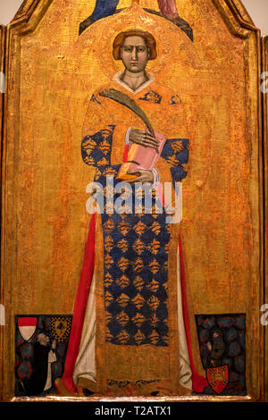 Gotische mittelalterliche Kunst in das nationale Kunstmuseum von Katalonien, Barcelona. Meister der Estopanyà (Maler), altarbild von San Vicente (1350-1370) Stockfoto