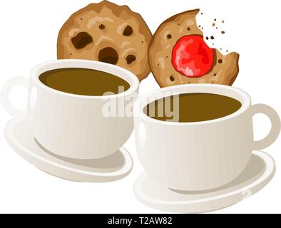 Zwei Tassen Kaffee mit Cookies. Vektor. Eps 10. Stock Vektor