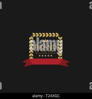 Marke des Jahres Symbol. Goldenen Lorbeerkranz label Abzeichen isoliert, Vektor, Abbildung Stock Vektor