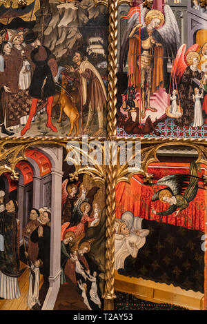 Gotische mittelalterliche Kunst in das nationale Kunstmuseum von Katalonien, Bernat Despuig und Jaume Cirera Maler, altarbild von San Miguel und San Pedro (1432-1433) Stockfoto