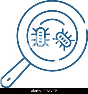 Die mikrobiologische Analyse Symbol Leitung Konzept. Die mikrobiologische Analyse flachbild Vektor Symbol, Zeichen, umriss Abbildung. Stock Vektor