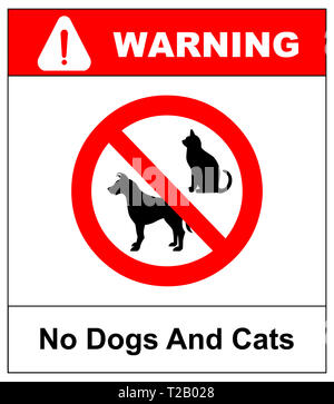 Keine Hunde und Katzen rote Zeichen. Keine Haustiere erlaubt. Rund, Rot keine Haustiere isoliert Abbildung. Warnung Verbotssymbol Stockfoto